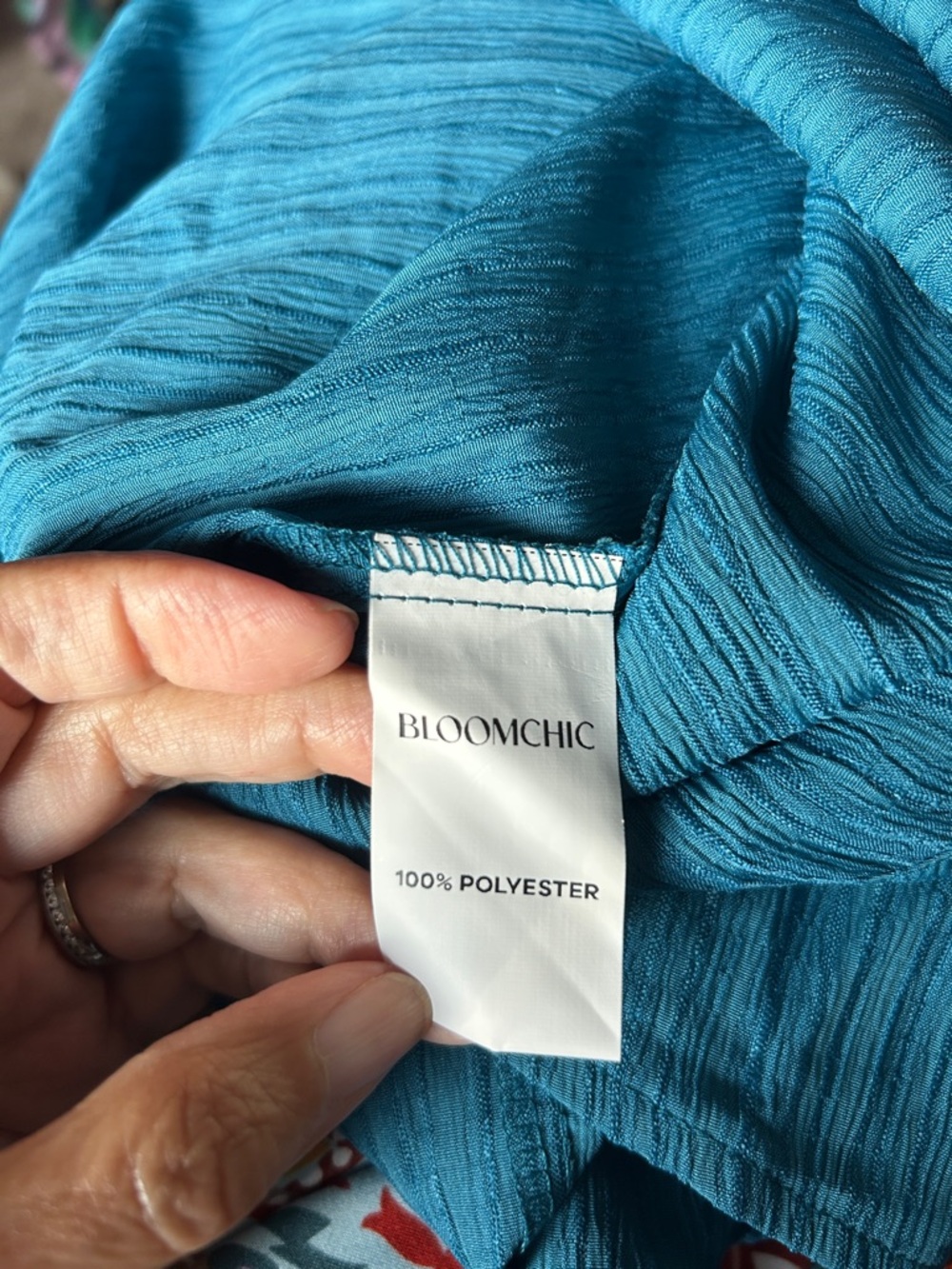 BloomChic Teal Midi Dress with Lace Waistband - Picture 7 of 8
